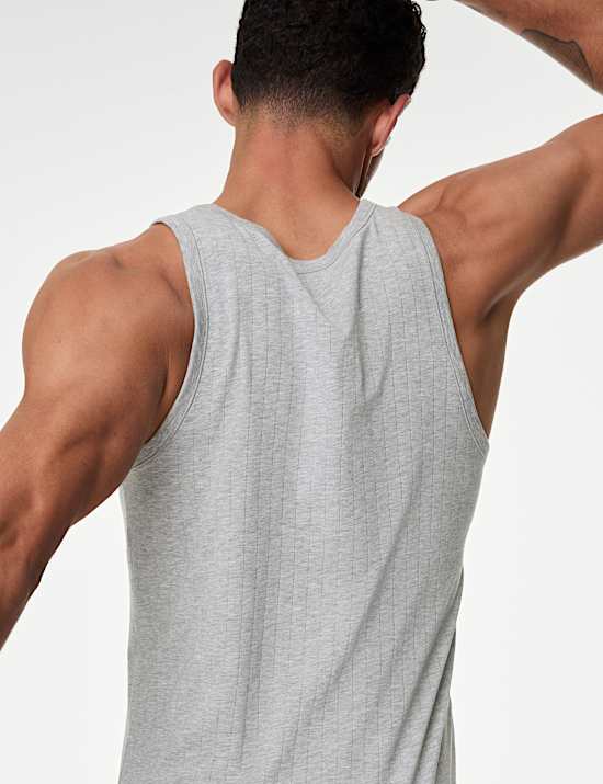 2pk Supima® Cotton Drop Needle Sleeveless Vest Box