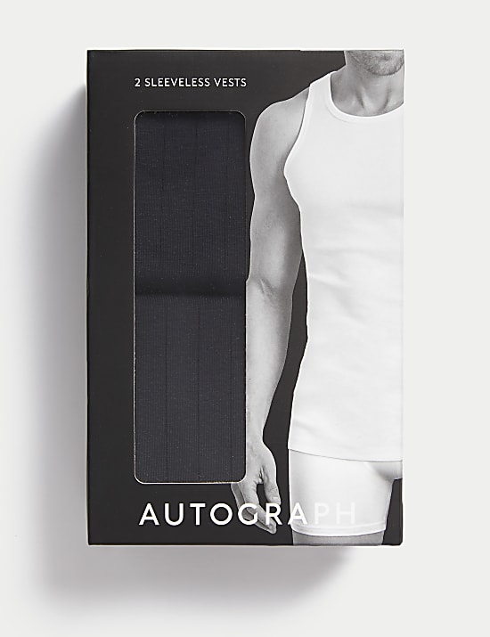 2pk Supima® Cotton Drop Needle Sleeveless Vest Box