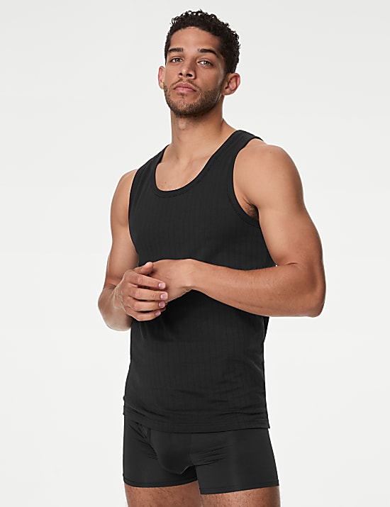 2pk Supima® Cotton Drop Needle Sleeveless Vest Box