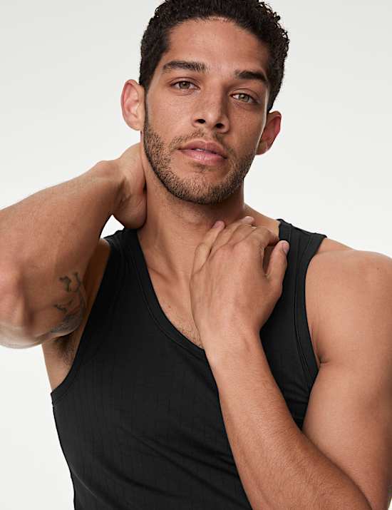 2pk Supima® Cotton Drop Needle Sleeveless Vest Box