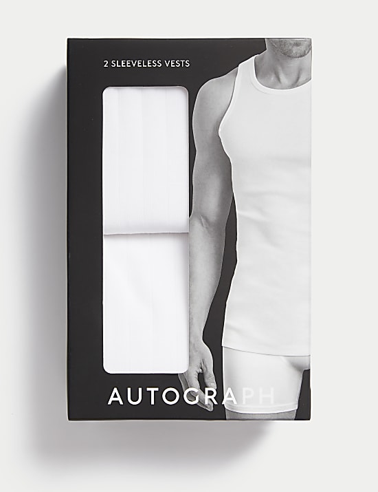 2pk Supima® Cotton Drop Needle Sleeveless Vest Box