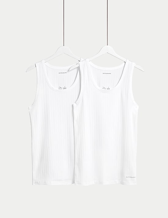 2pk Supima® Cotton Drop Needle Sleeveless Vest Box