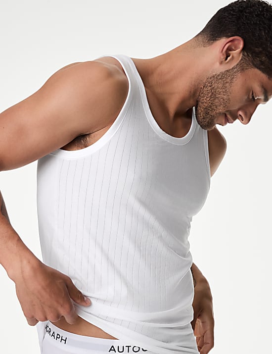 2pk Supima® Cotton Drop Needle Sleeveless Vest Box