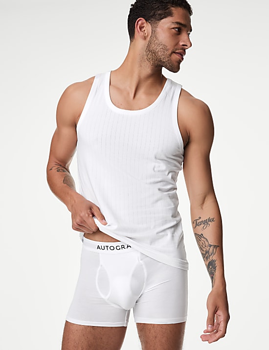 2pk Supima® Cotton Drop Needle Sleeveless Vest Box