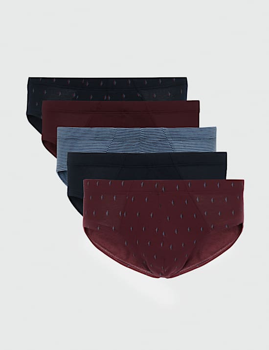 5 Pack Pure Cotton Geometric Print Briefs