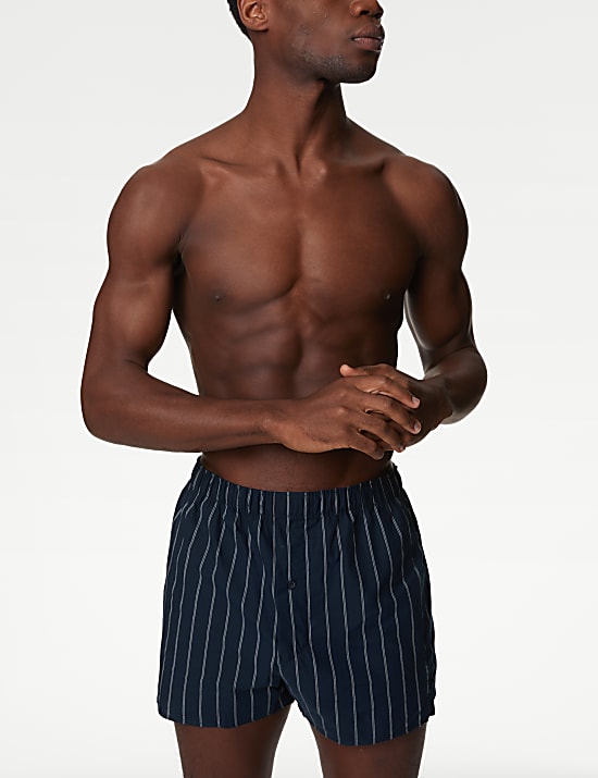 3pk Pure Cotton Assorted Woven Boxers