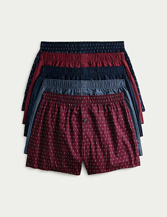 5pk Pure Cotton Foulard Woven Boxers