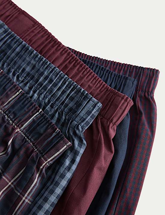 5pk Pure Cotton Checked Woven Boxers