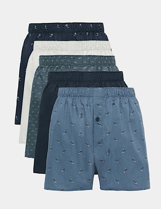 5 Pack Pure Cotton StayNew&trade; Ski Boxers