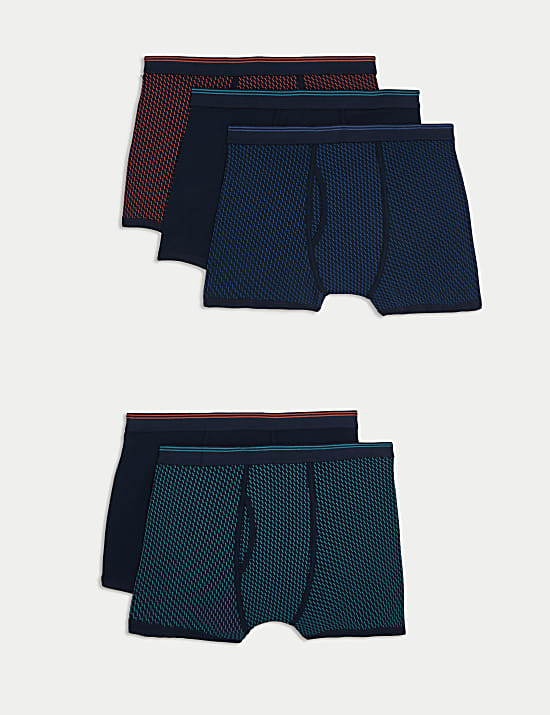 Set van 5 katoenen korte boxersmet Cool & Fresh™ en stretch