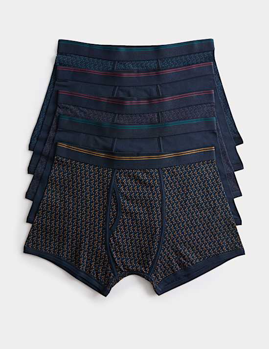 5pk Cotton Stretch Cool & Fresh™ Geometric Trunks