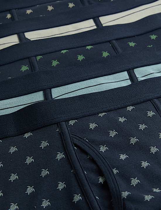 Lot de 5 boxers en coton extensible &agrave; motif tortue