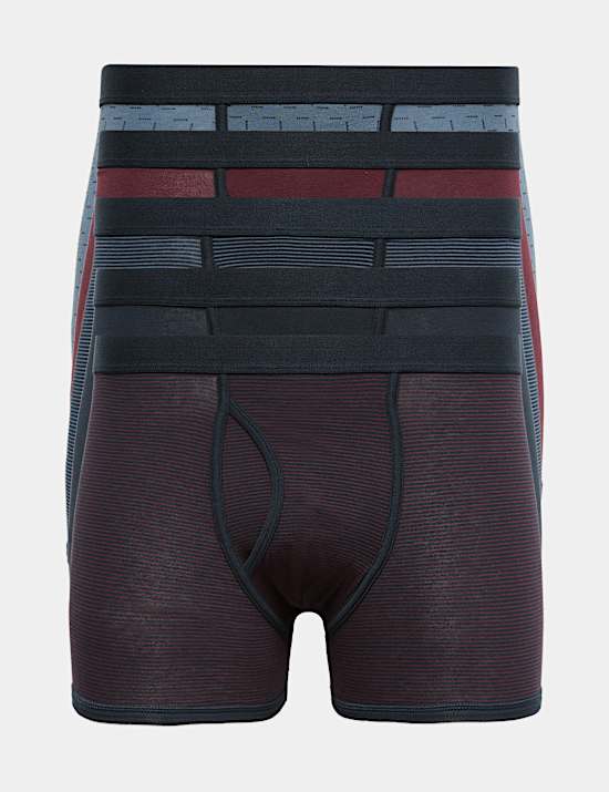 5 Pack Cotton Stretch Striped Trunks