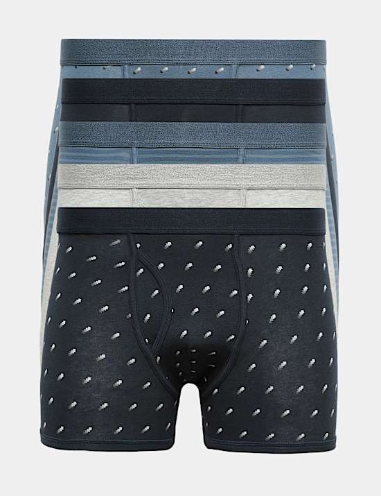 5 Pack Cotton Stretch Geo Print Trunks