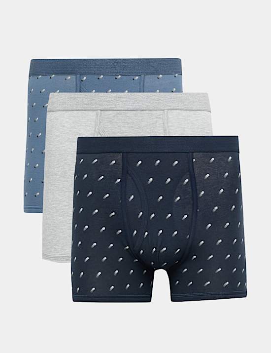 Set van 3 katoenen boxershorts met geometrische print