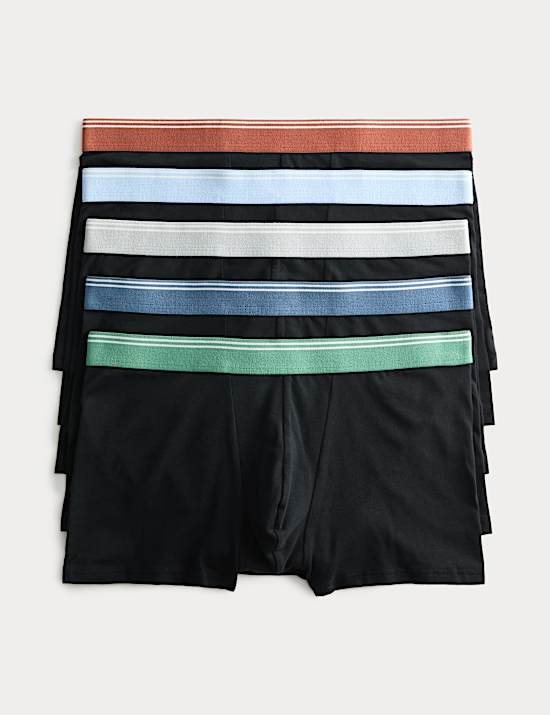 Lot de 5 boxers en coton extensible dot&eacute;s de la technologie Cool & Fresh&trade;