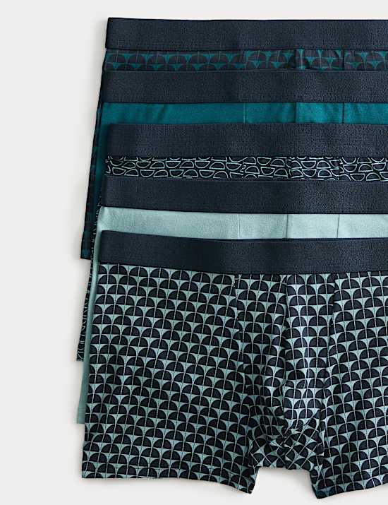 מארז 5 תחתוני היפסטר מבד עשיר בכותנה בדוגמה גיאומטרית