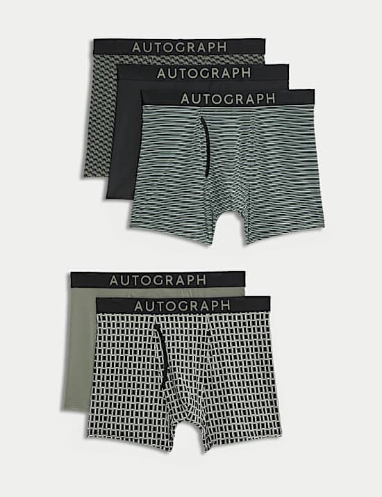 5pk Microskin Geometric Stretch Trunks