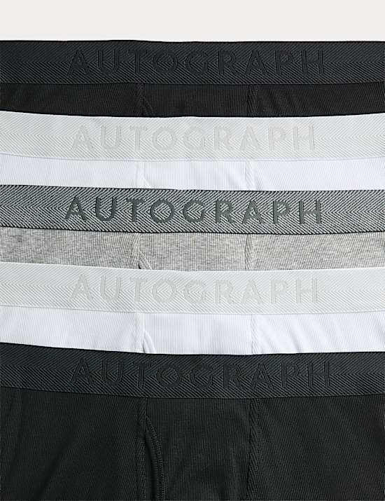 5pk Cotton Rich Ribbed Stretch Trunks