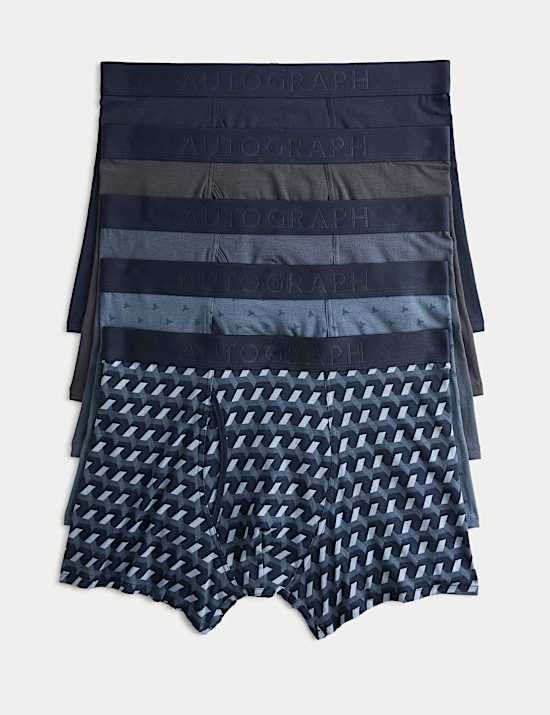 Μποξεράκια με γεωμετρικό σχέδιο από βαμβάκι Supima® και modal, σετ των 5