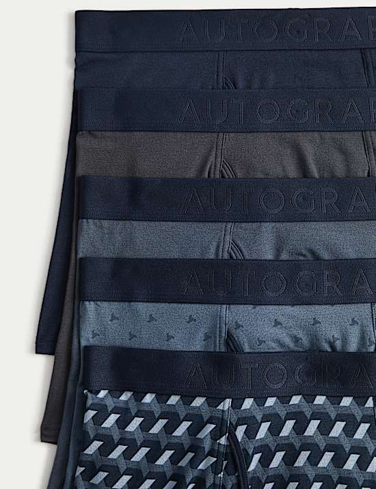 Μποξεράκια με γεωμετρικό σχέδιο από βαμβάκι Supima® και modal, σετ των 5