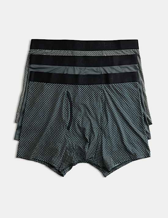 3pk Microskin Geometric stretch Trunks