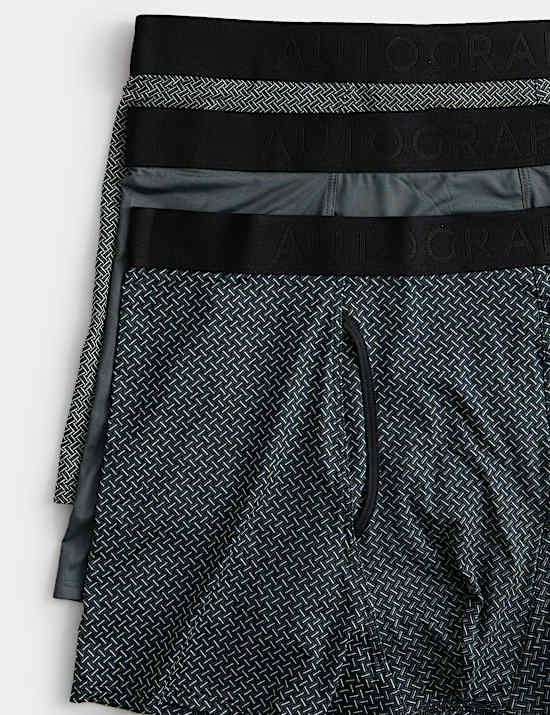 3pk Microskin Geometric stretch Trunks