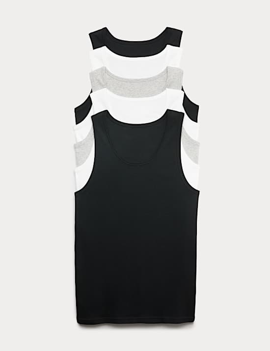 5pk Pure Cotton Sleeveless Vests