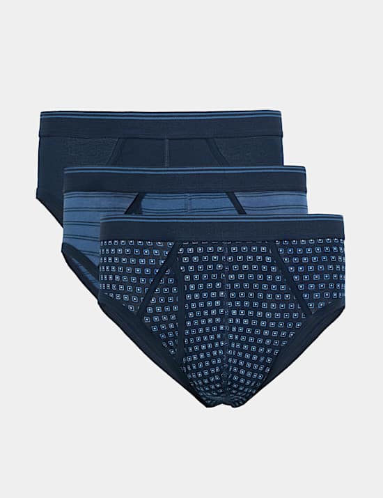 3 Pack Cotton Stretch Patterned Briefs
