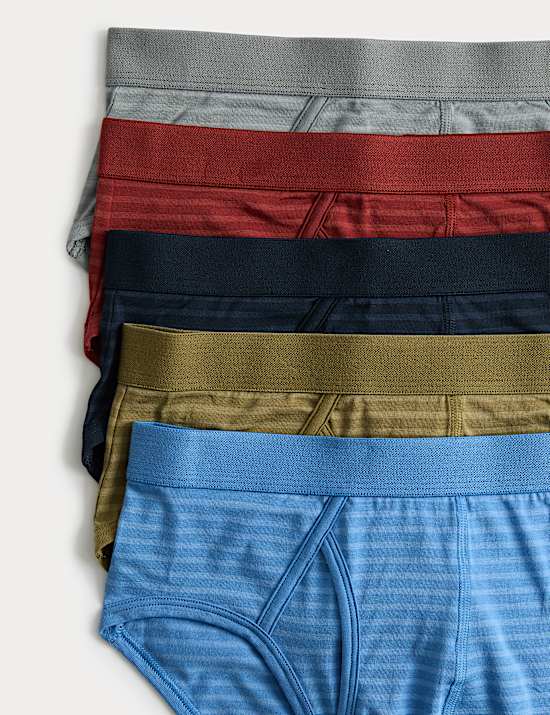 5 Pack Cotton Stretch Striped Briefs