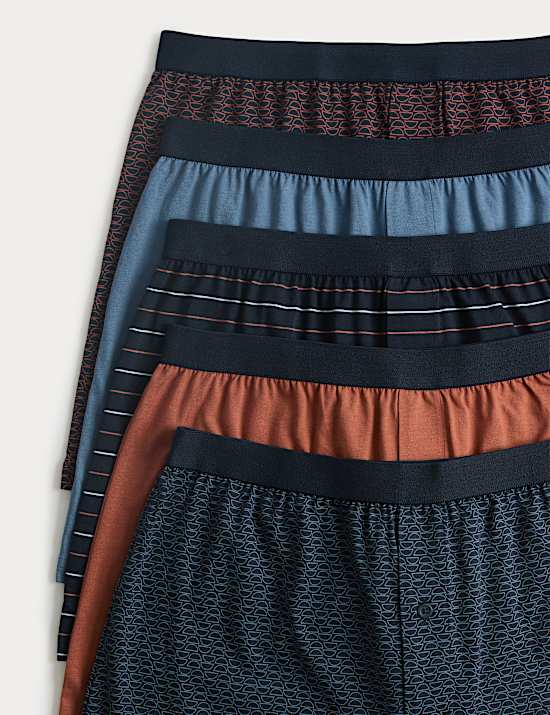 Set van 5 katoenen gestreepte boxers met stretch