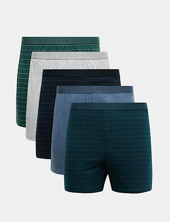 5pk Pure Cotton Striped Boxers