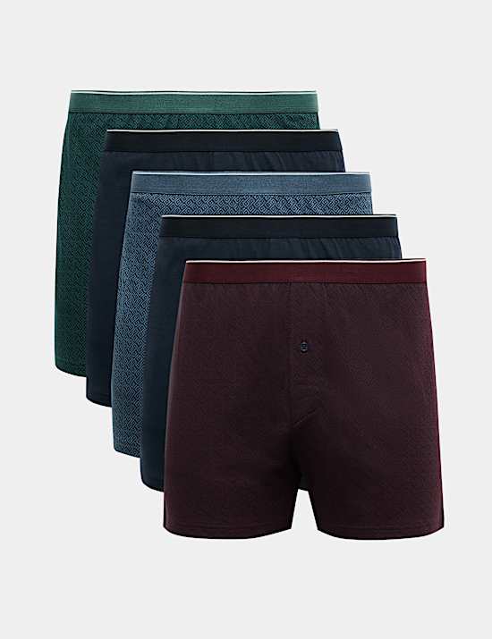 5pk Pure Cotton Geometric Boxers