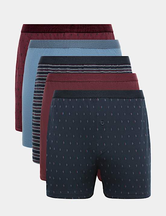 5 Pack Pure Cotton Jersey Boxers