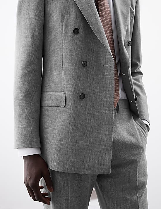 Tailored Fit Pure Wool Check Suit Jacket