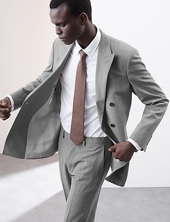 Tailored Fit Pure Wool Check Suit Jacket