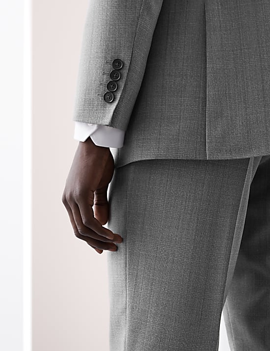 Tailored Fit Pure Wool Check Suit Jacket