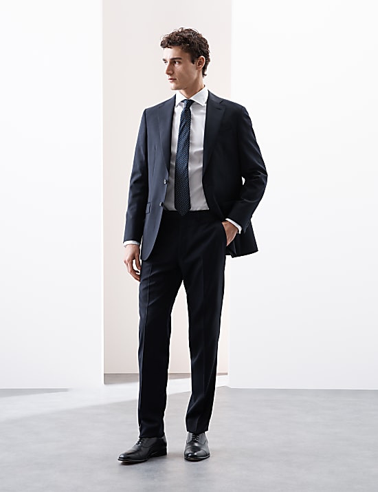 Tailored Fit Pure Wool Check Suit Trousers