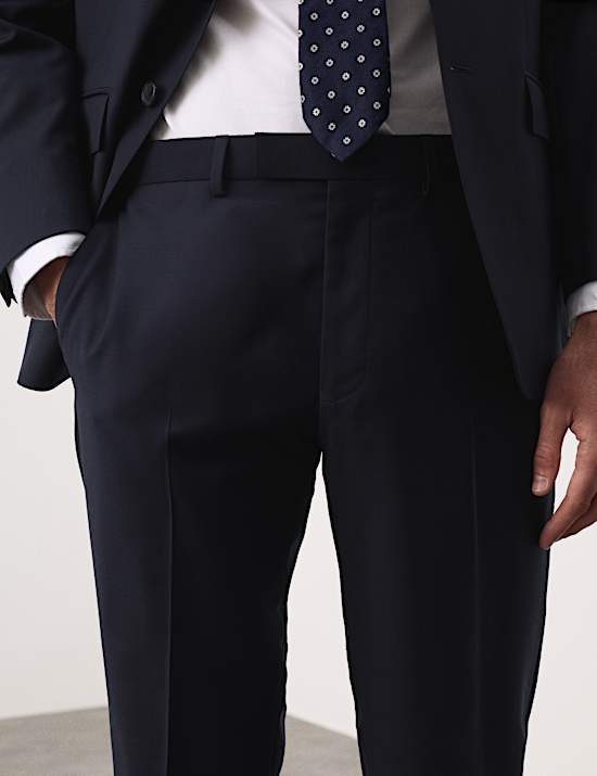 Tailored Fit Pure Wool Check Suit Trousers