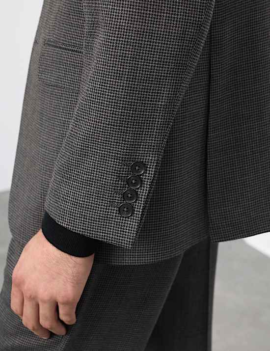 Tailored Fit Pure Wool Puppytooth Jacket