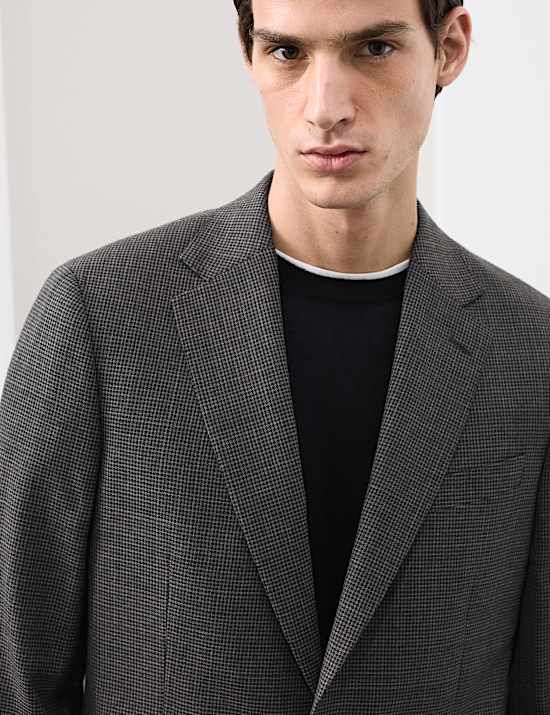 Tailored Fit Pure Wool Puppytooth Jacket