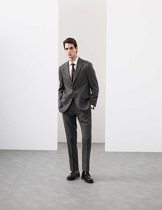 Tailored Fit Pure Wool Puppytooth Jacket