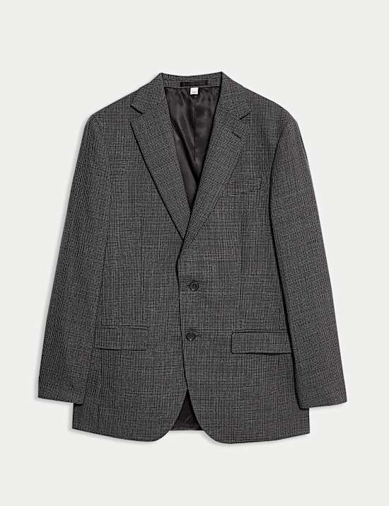 Tailored Fit Pure Wool Puppytooth Jacket
