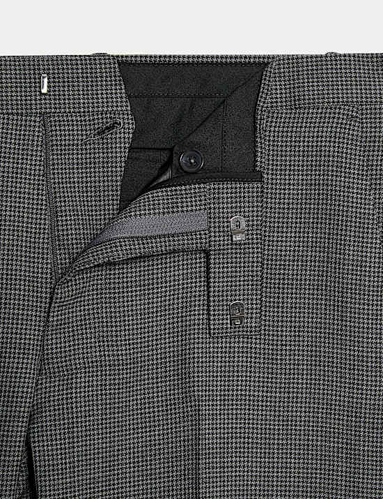 Tailored Fit Pure Wool Puppytooth Trousers
