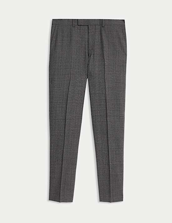 Tailored Fit Pure Wool Puppytooth Trousers