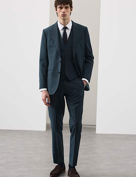 Tailored Fit Wool Rich Suit Trousers with Mohair