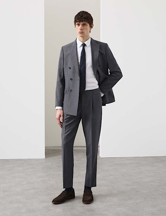 Tailored Fit Wool Rich Suit Trousers with Mohair