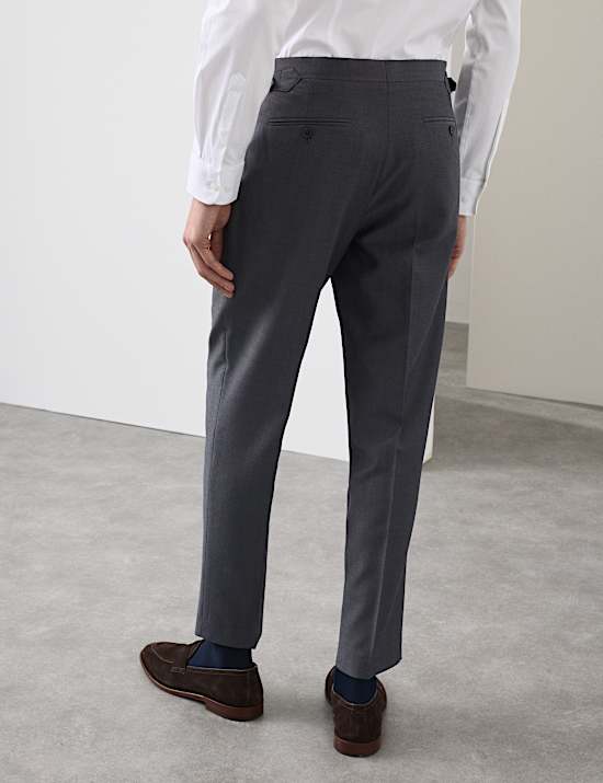 Pantalon de costume coupe ajust&eacute;e en laine avec mohair