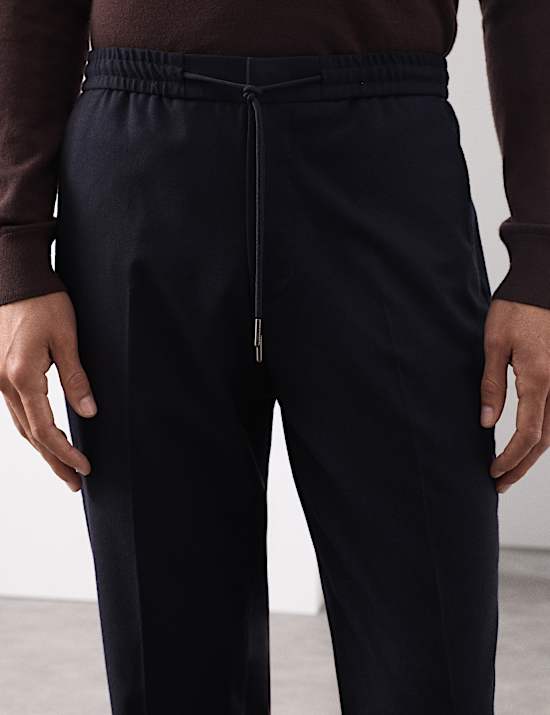 Tailored Fit Italian Wool Blend Performance Trousers
