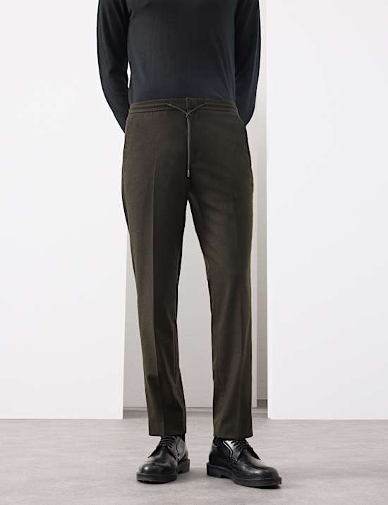 Tailored Fit Italian Wool Blend Performance Trousers